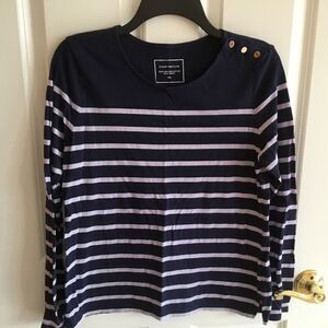 NWOT. Charter Club Blues Stripe L/S Tee Women’s Size PL in Supima Cotton